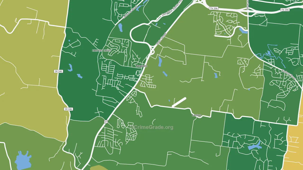 Neapolis, TN Map of Robbery Rates