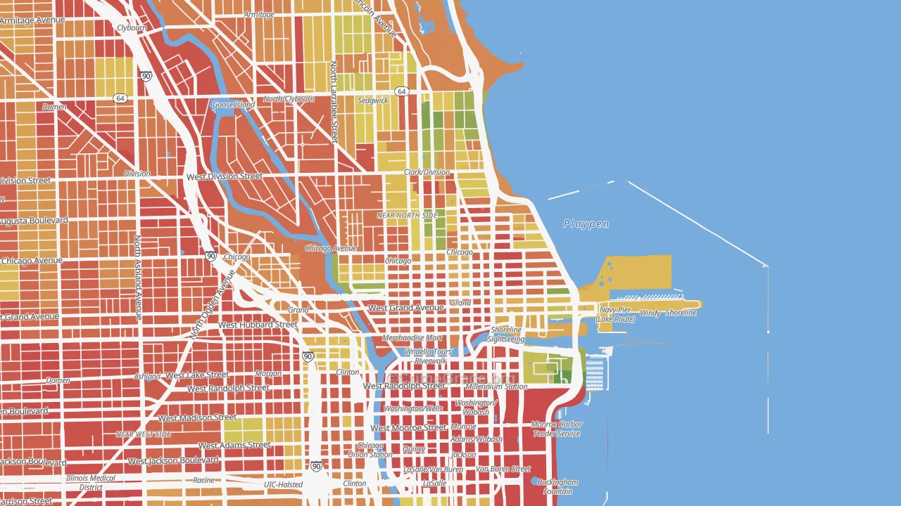 Near North Side, Chicago, IL Map of Robbery Rates