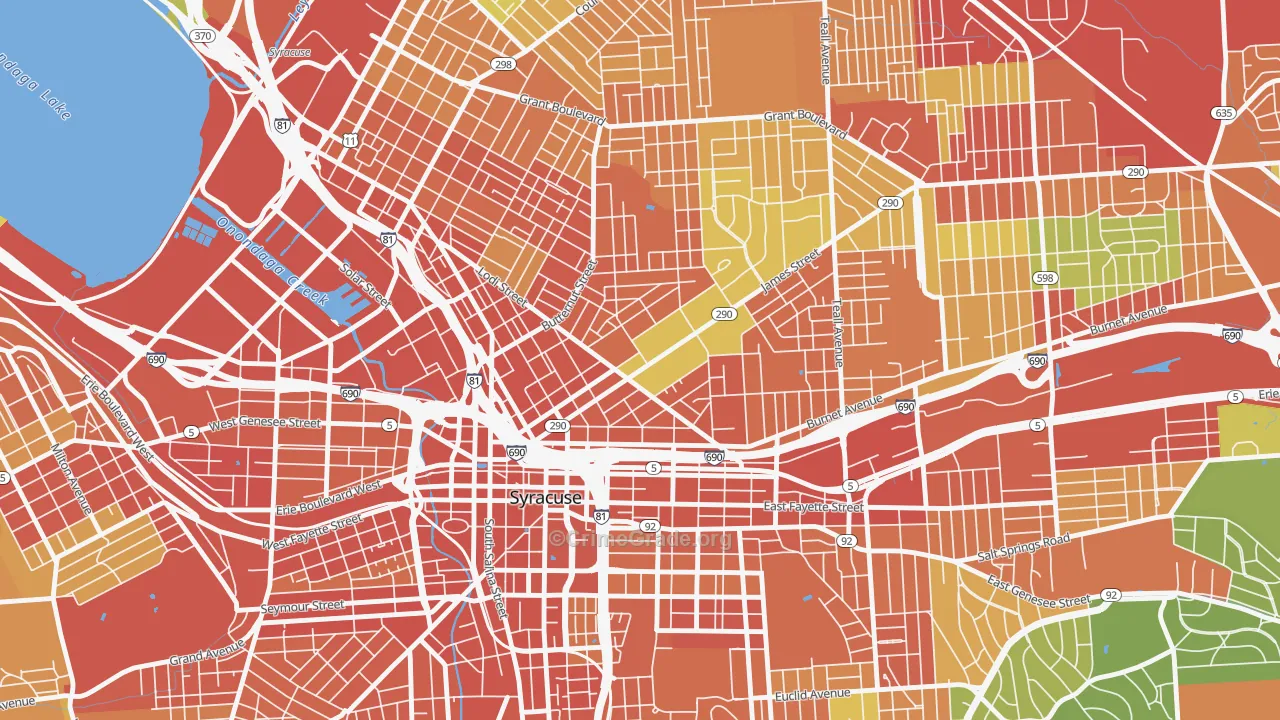 Near Northeast, Syracuse, NY Map of Robbery Rates