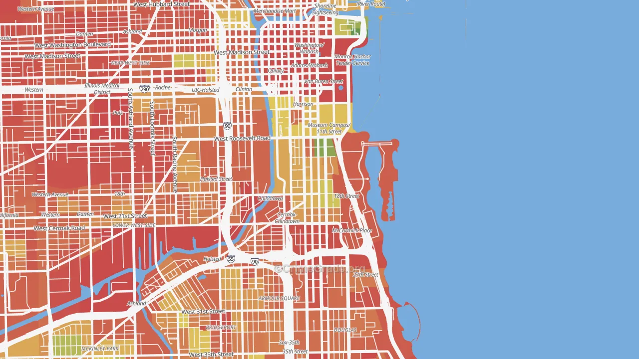 Near South Side, Chicago, IL Map of Robbery Rates