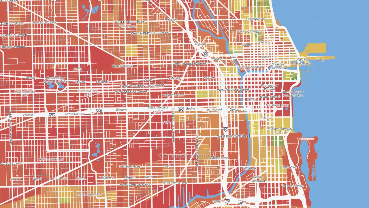 Near West Side, Chicago, IL Map of Robbery Rates