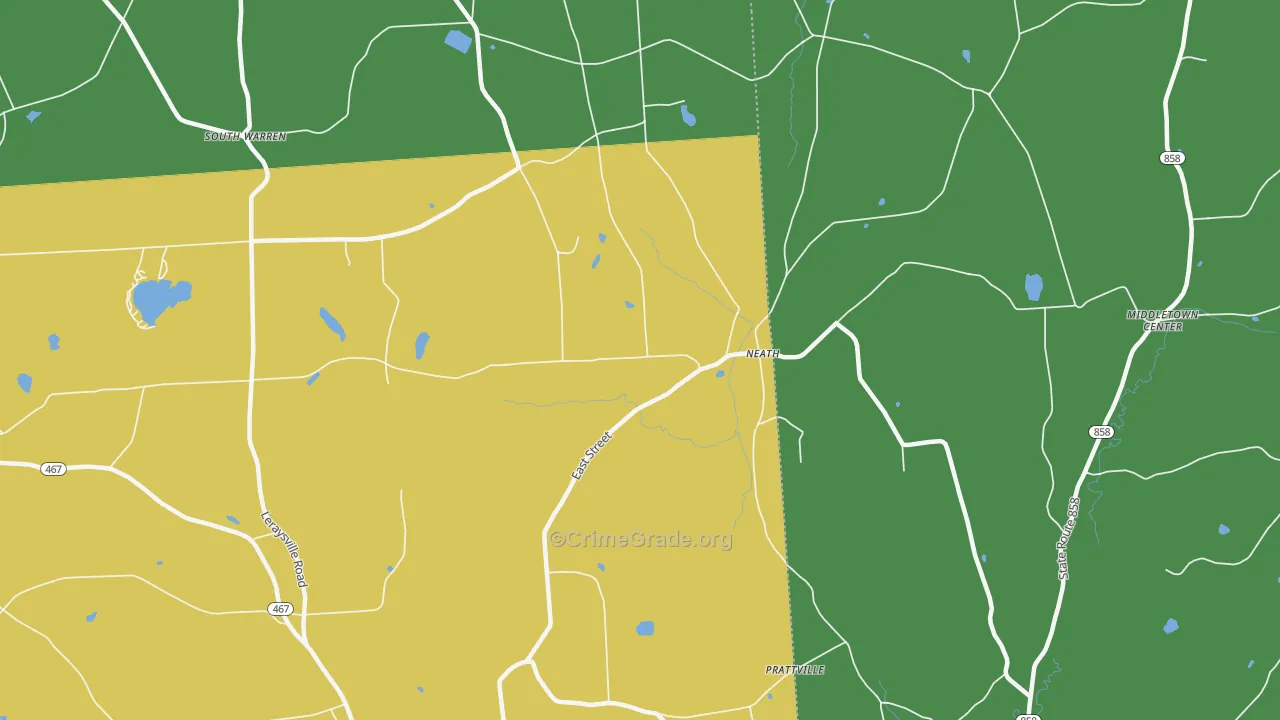 Neath, PA Map of Robbery Rates