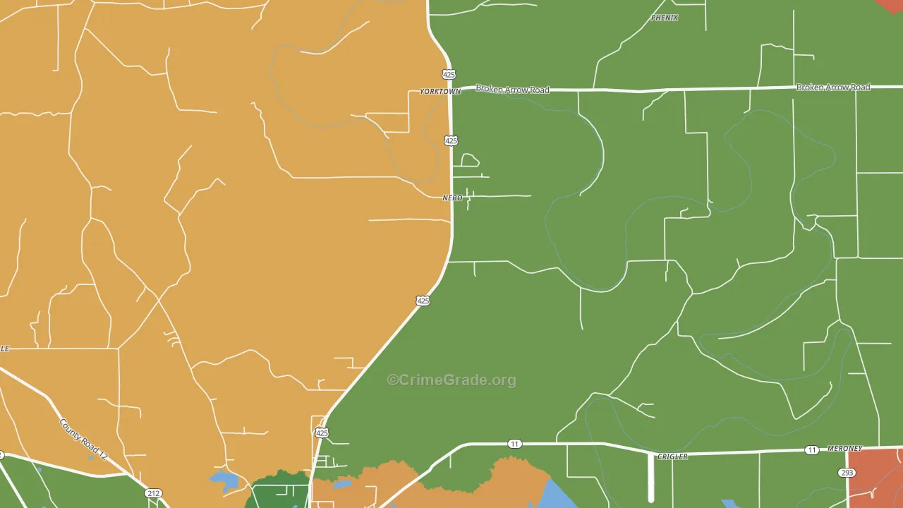 Nebo, AR Map of Robbery Rates