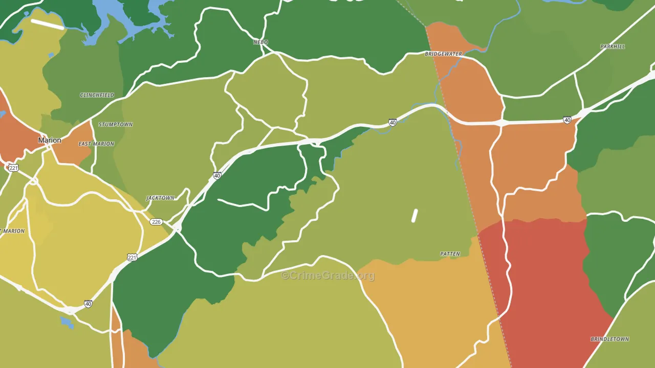 Nebo, NC Map of Robbery Rates