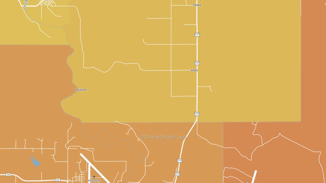 Nebo, OK Map of Robbery Rates