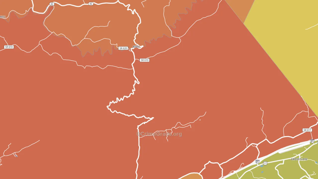 Nebo, VA Map of Robbery Rates