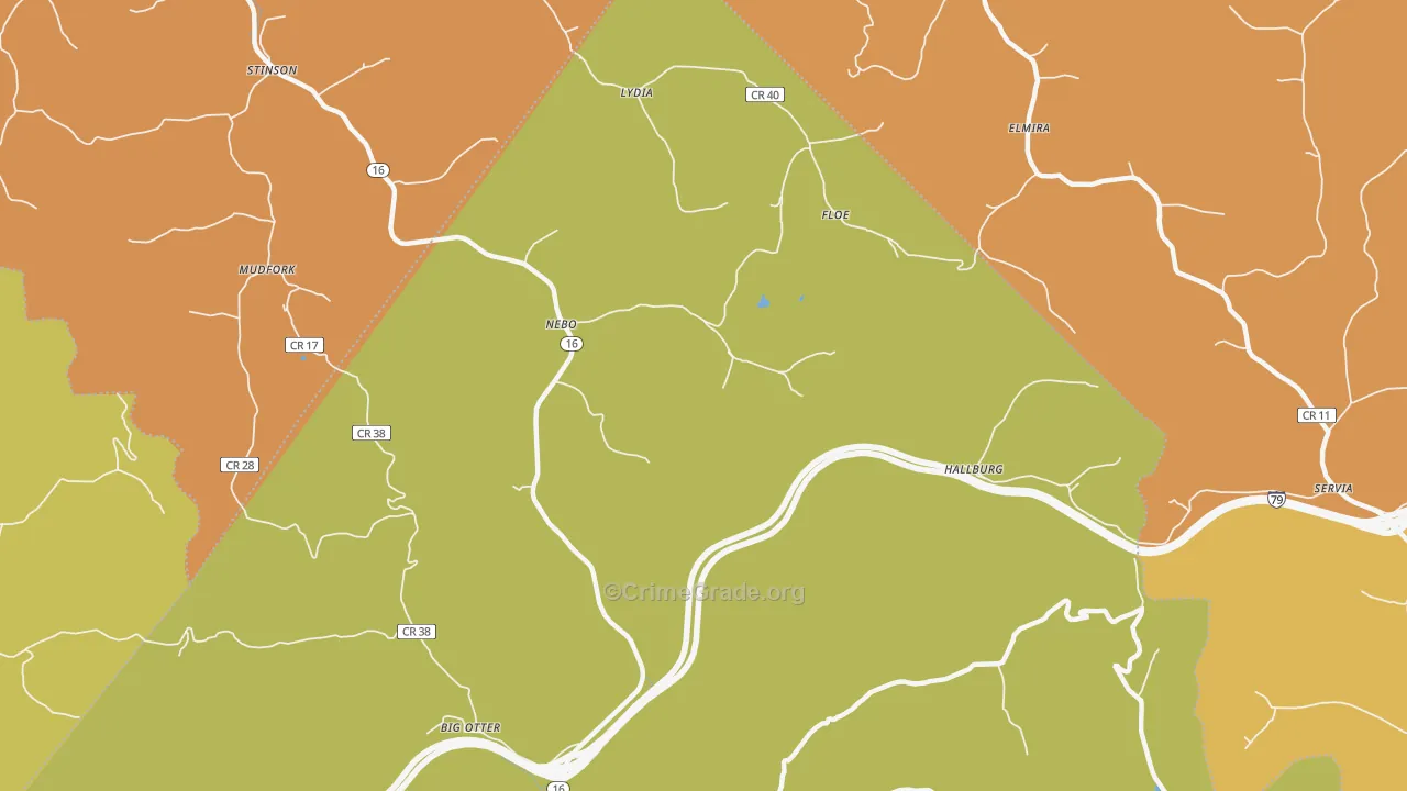 Nebo, WV Map of Robbery Rates