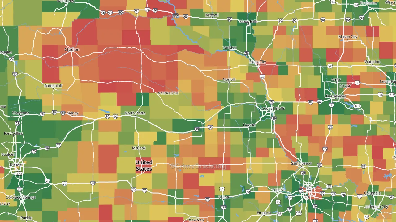 Nebraska Map of Robbery Rates