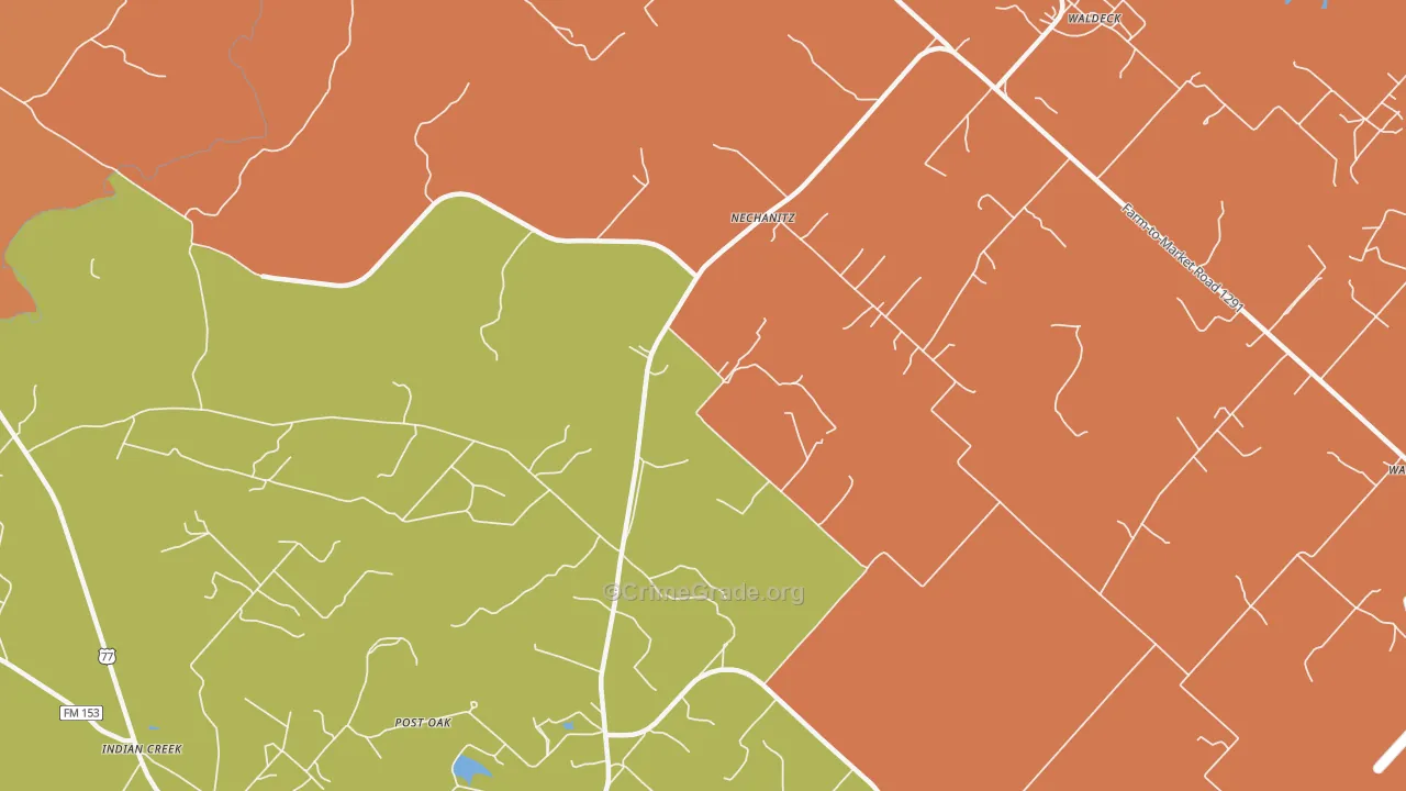Nechanitz, TX Map of Robbery Rates