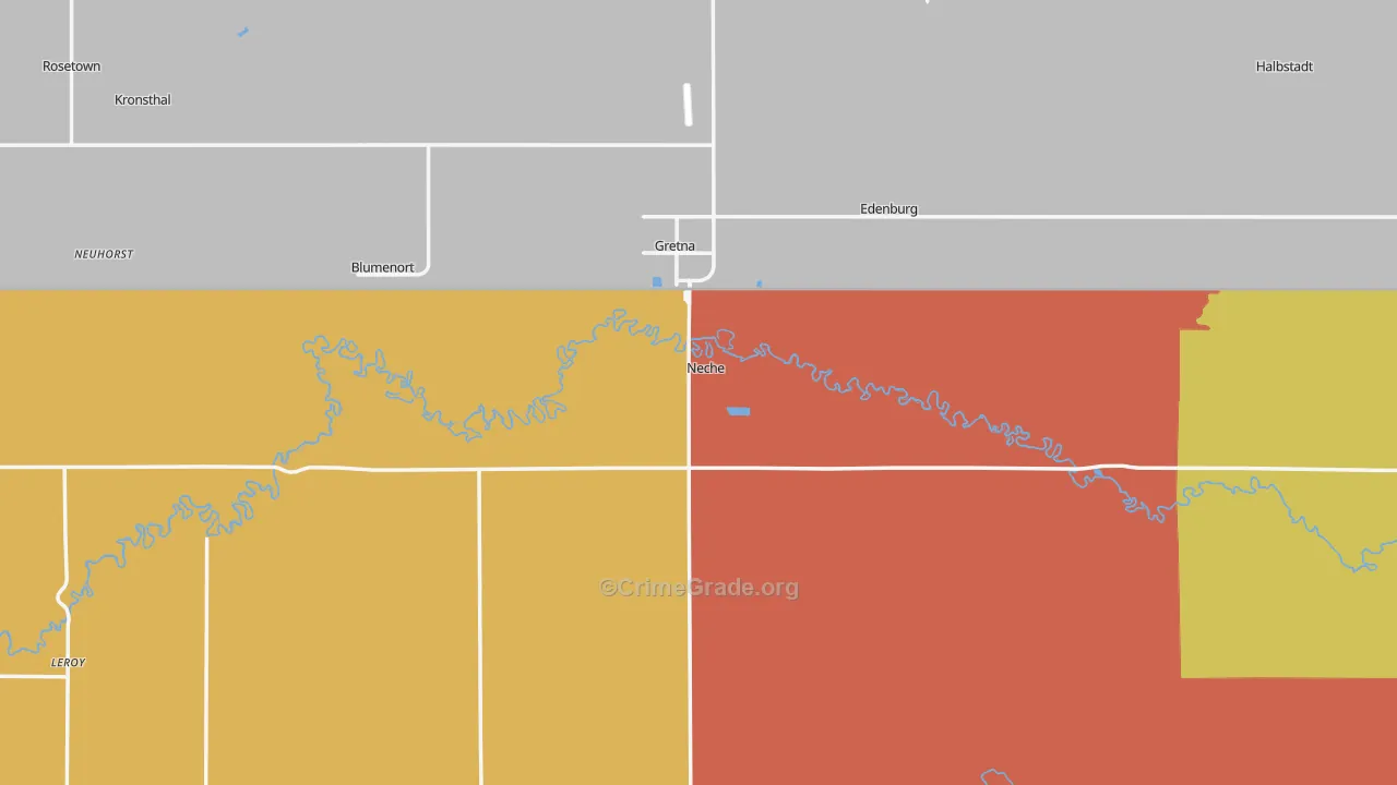 Neche, ND Map of Robbery Rates