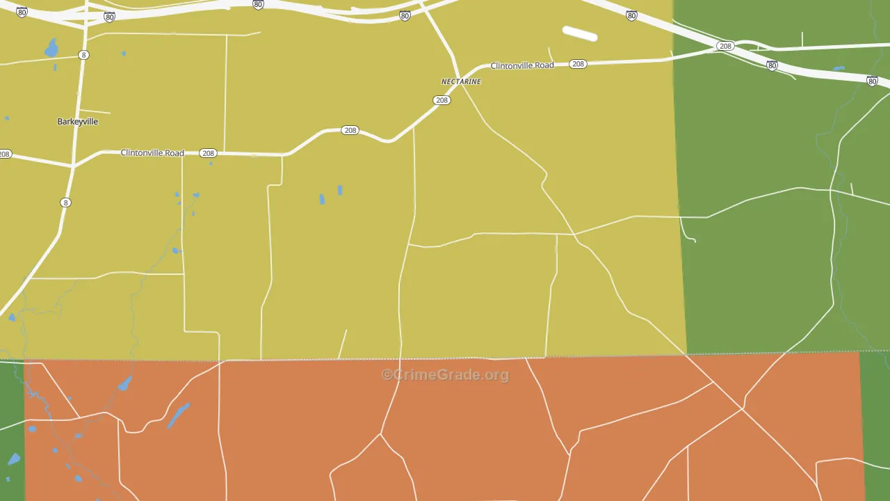 Nectarine, PA Map of Robbery Rates