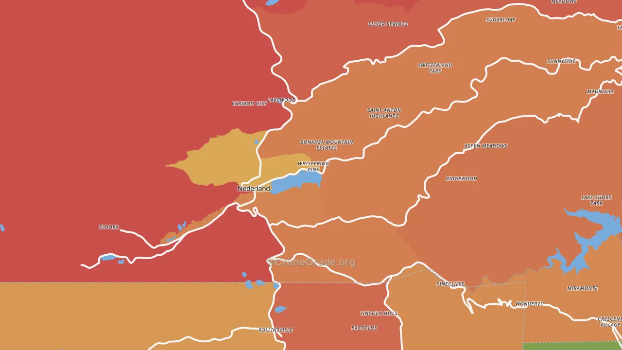 Nederland, CO Map of Robbery Rates