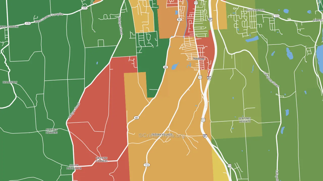 Nedrow, NY Map of Robbery Rates