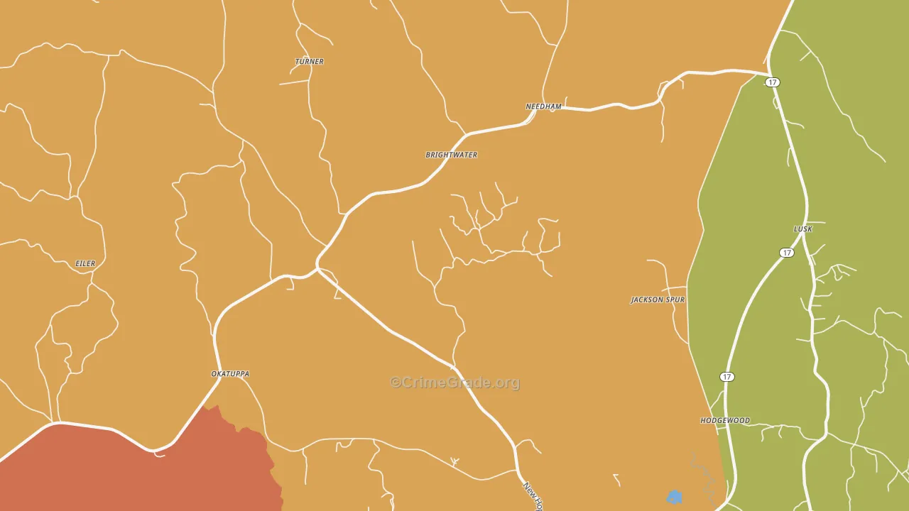 Needham, AL Map of Robbery Rates
