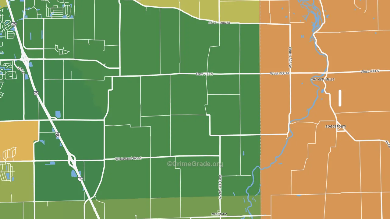 Needham, IN Map of Robbery Rates