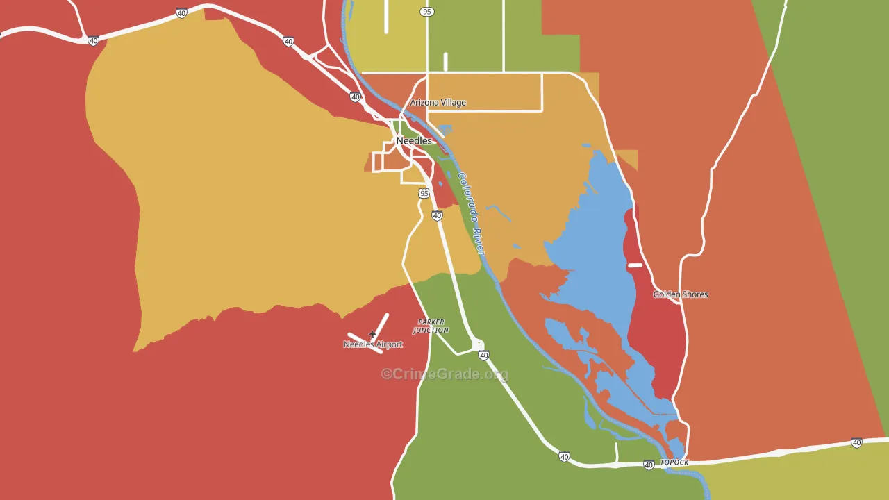 Needles, CA Map of Robbery Rates