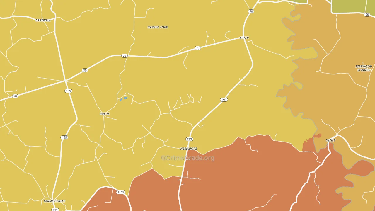 Needmore, KY Map of Robbery Rates