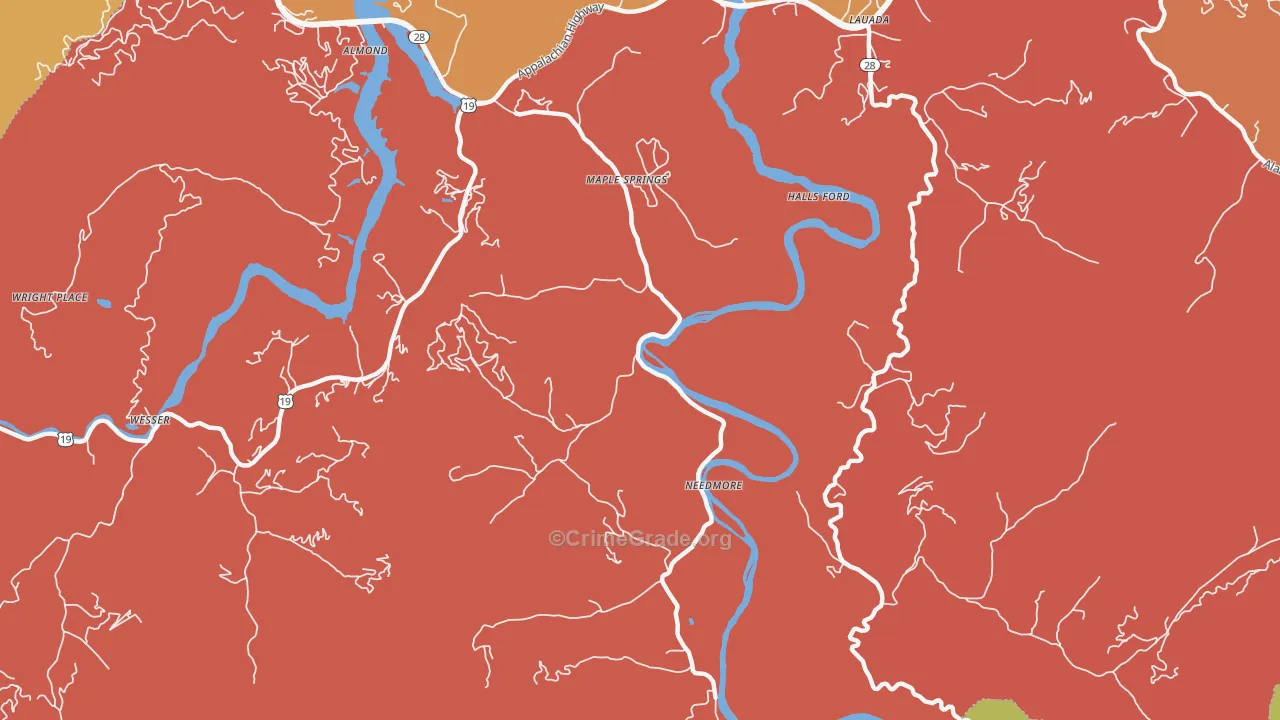 Needmore, NC Map of Robbery Rates