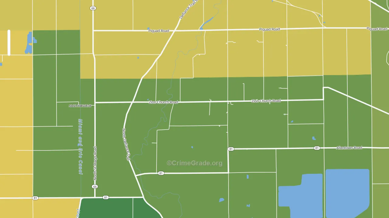 Needmore, OH Map of Robbery Rates