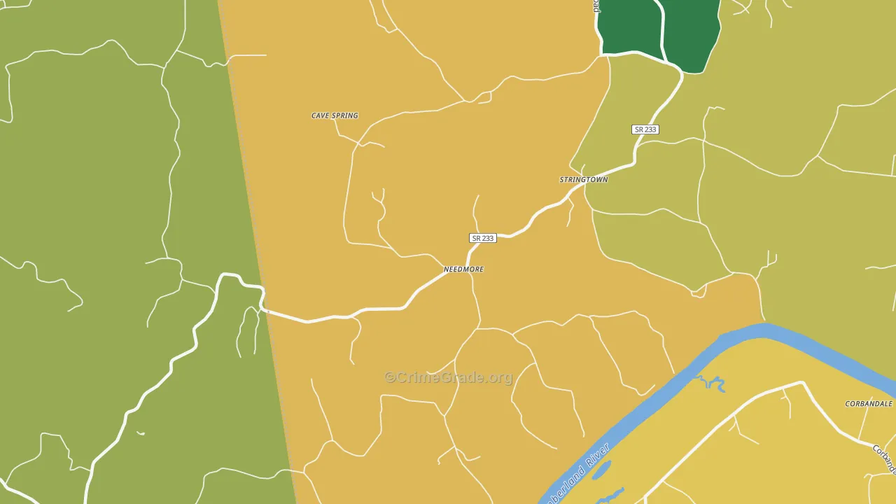 Needmore, TN Map of Robbery Rates