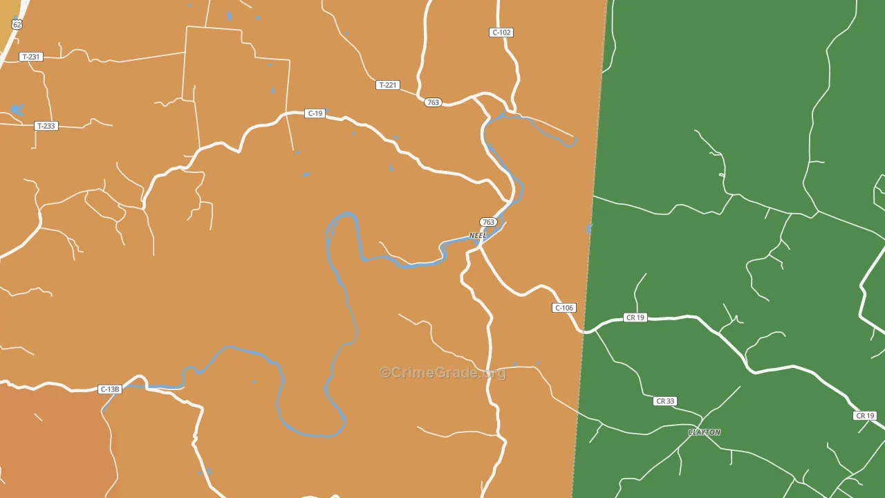 Neel, OH Map of Robbery Rates