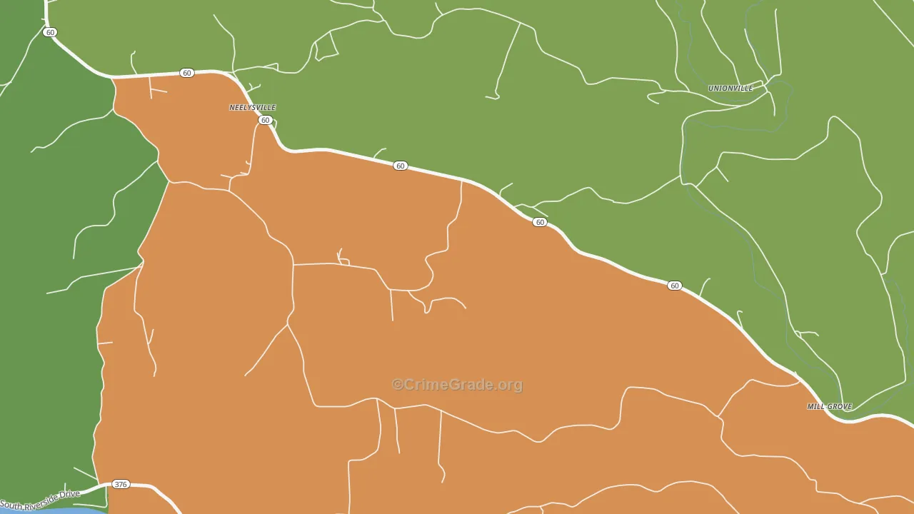 Neelysville, OH Map of Robbery Rates