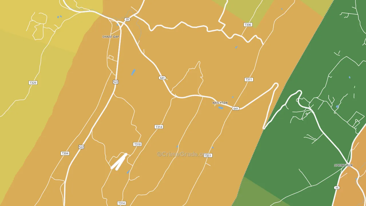 Neelyton, PA Map of Robbery Rates