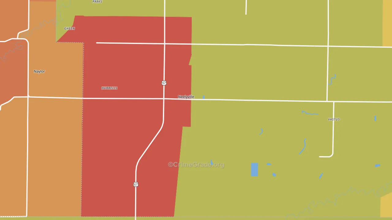 Neelyville, MO Map of Robbery Rates