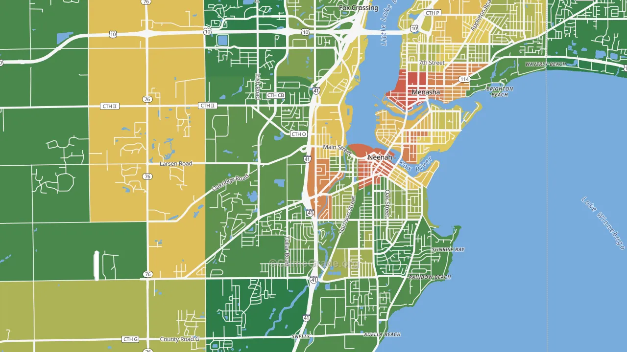 Neenah, WI Map of Robbery Rates