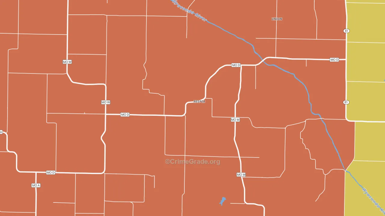 Neeper, MO Map of Robbery Rates