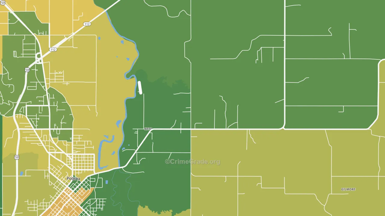 Neff, OK Map of Robbery Rates