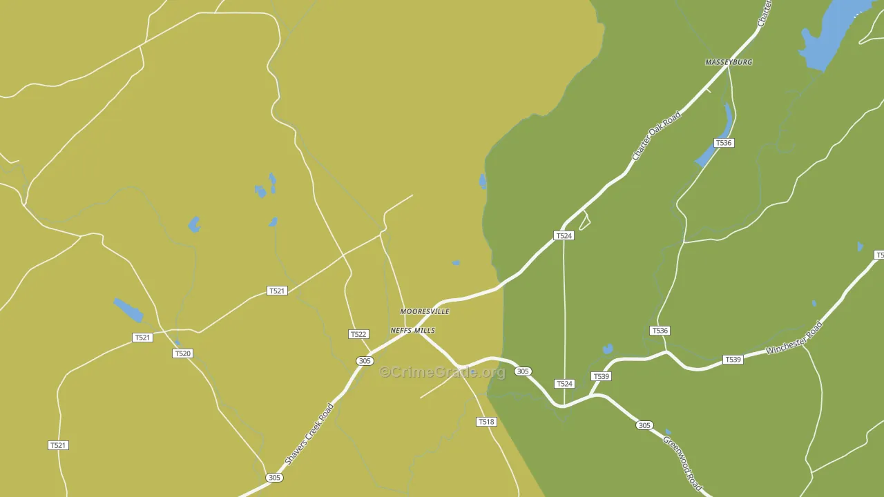 Neffs Mills, PA Map of Robbery Rates