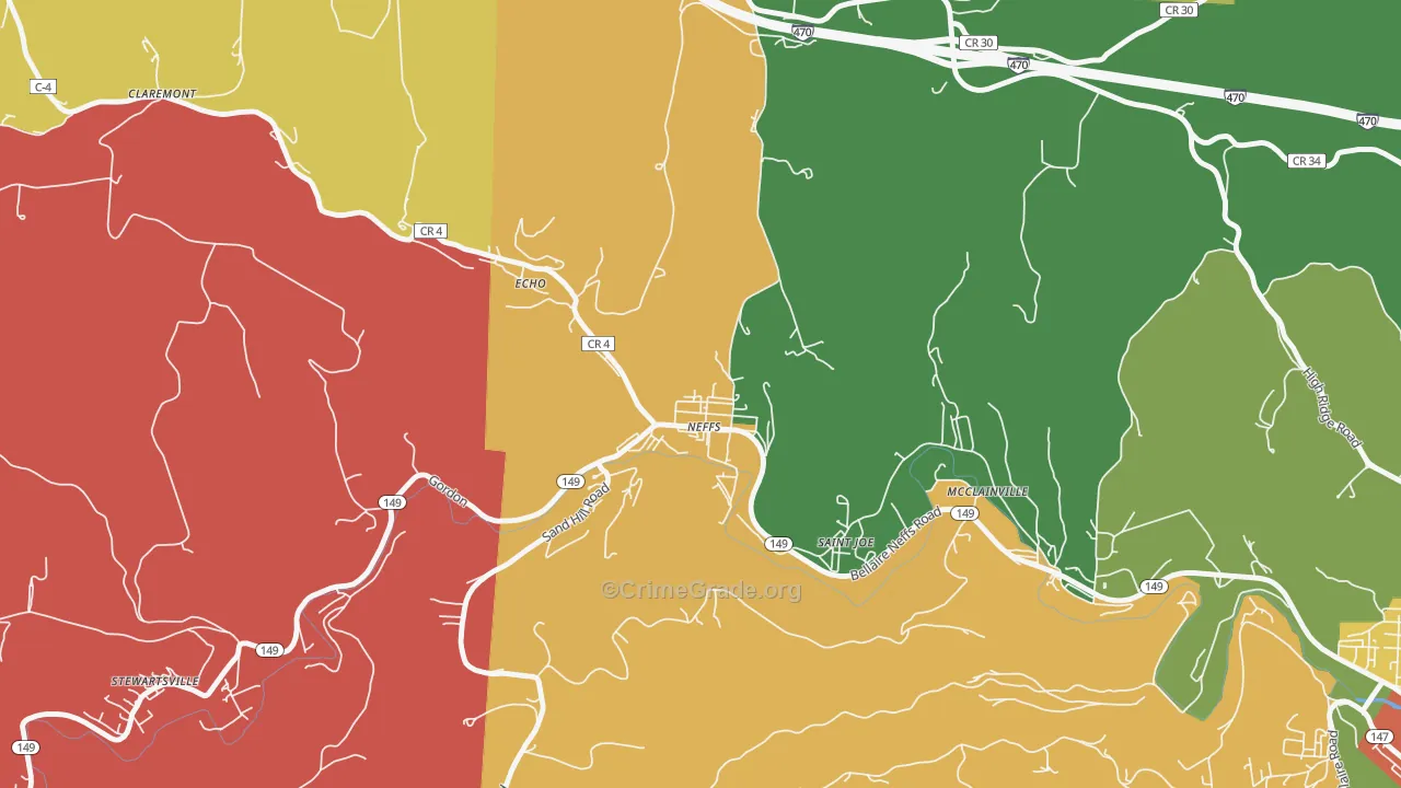 Neffs, OH Map of Robbery Rates