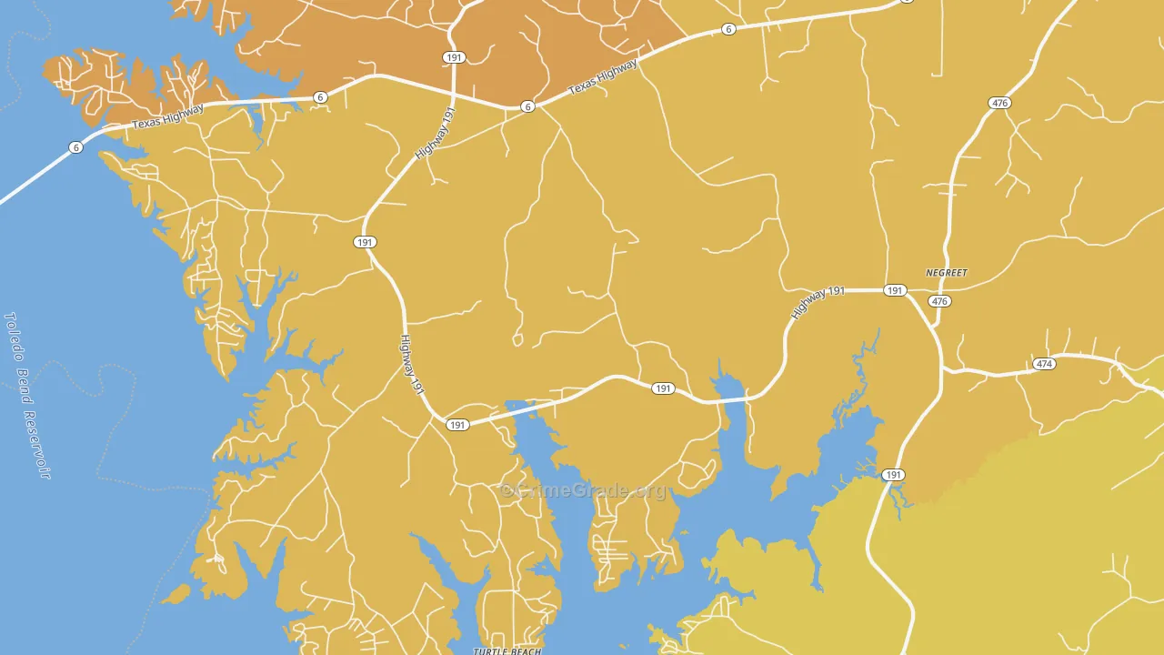 Negreet, LA Map of Robbery Rates
