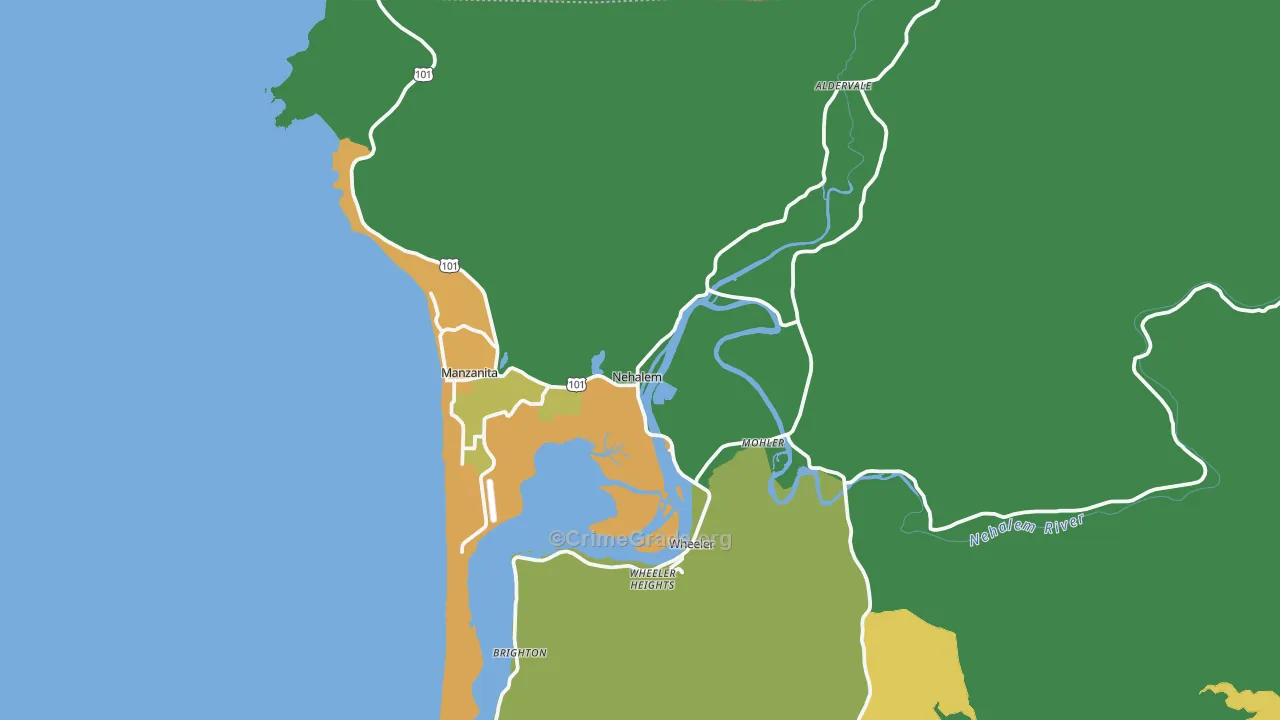 Nehalem, OR Map of Robbery Rates