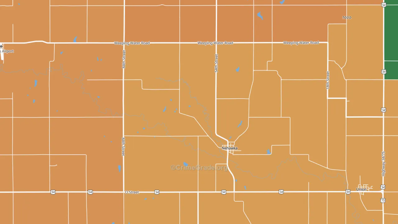 Nehawka, NE Map of Robbery Rates