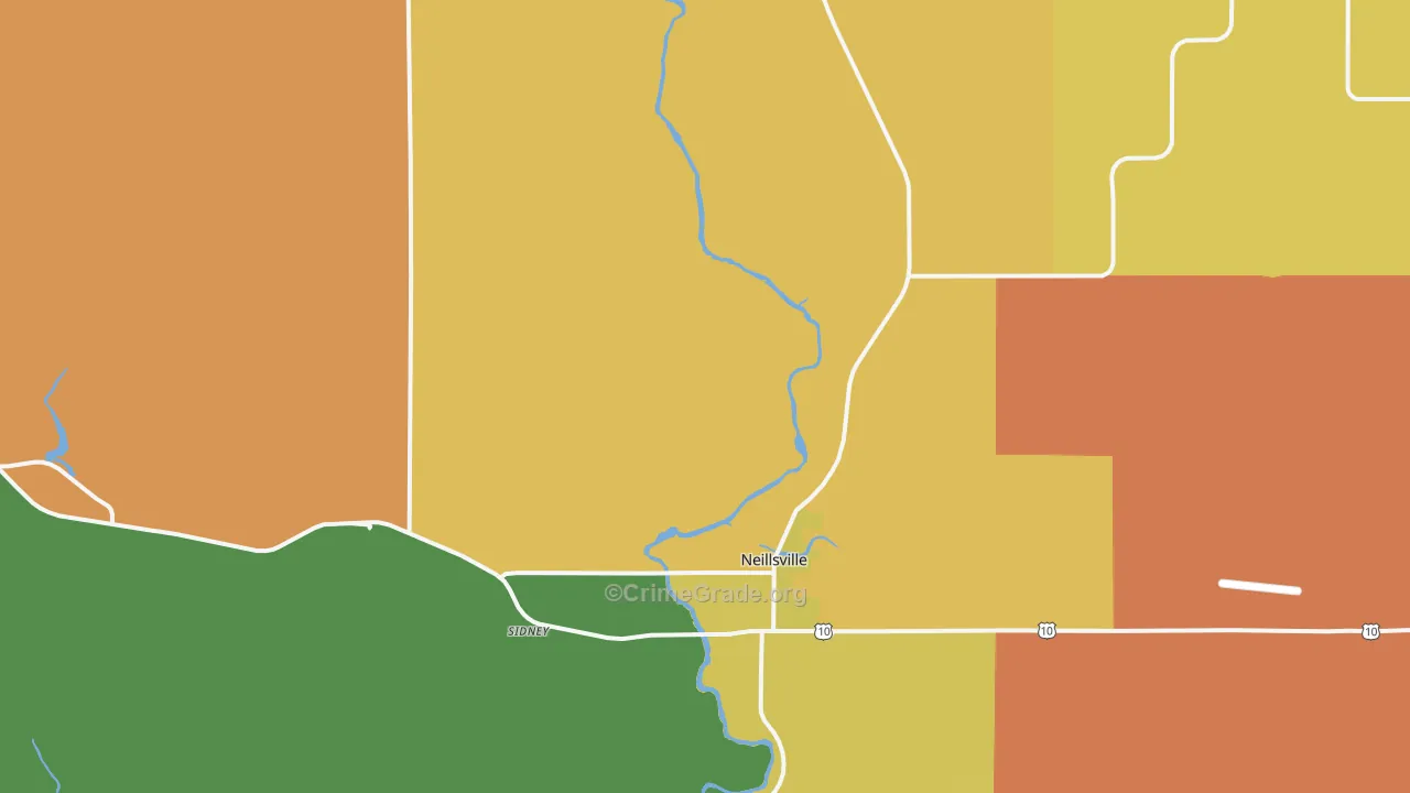 Neillsville, WI Map of Robbery Rates