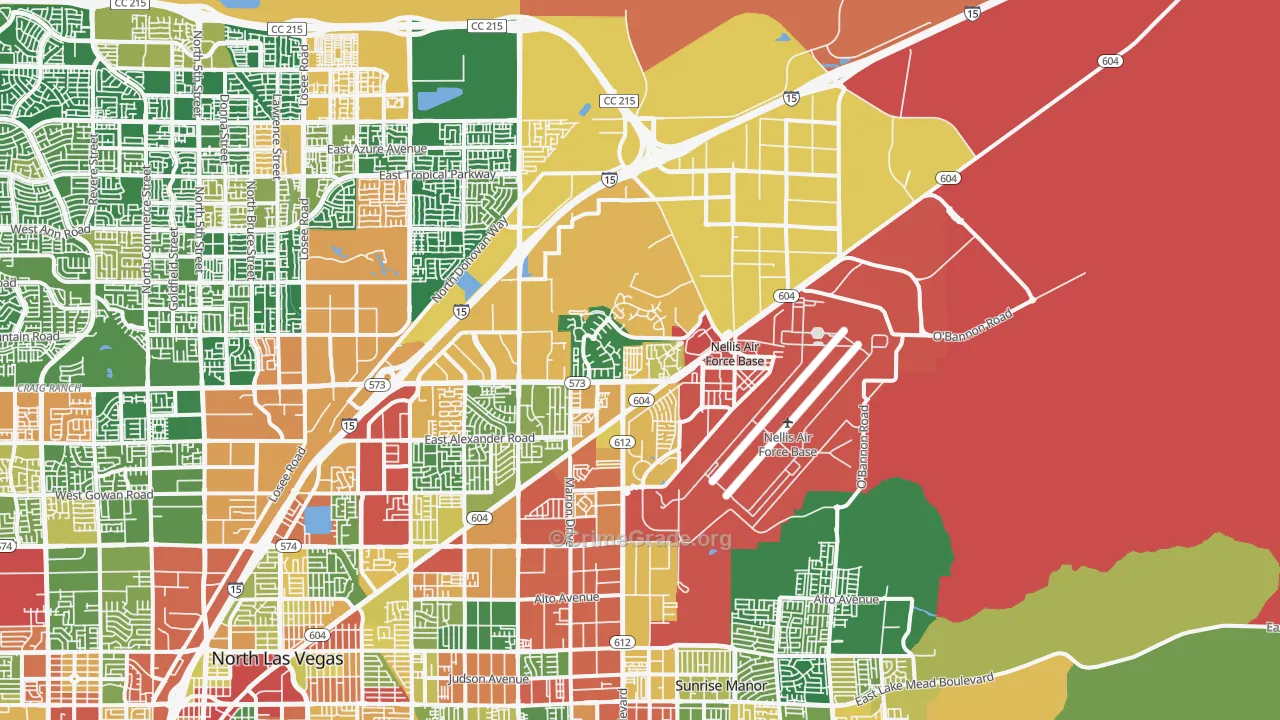 Nellis Afb, NV Map of Robbery Rates