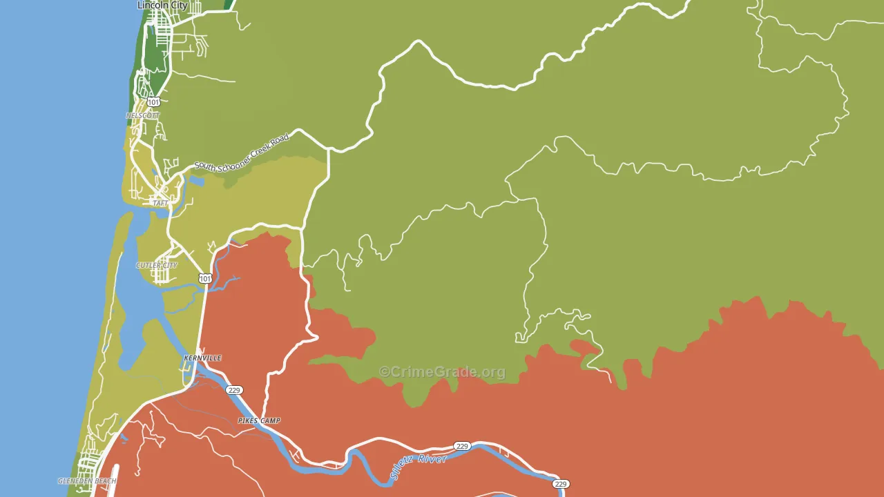 Nelscott, OR Map of Robbery Rates