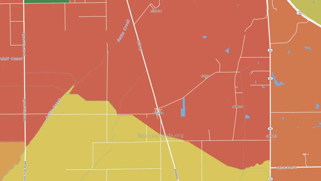Nelson, CA Map of Robbery Rates