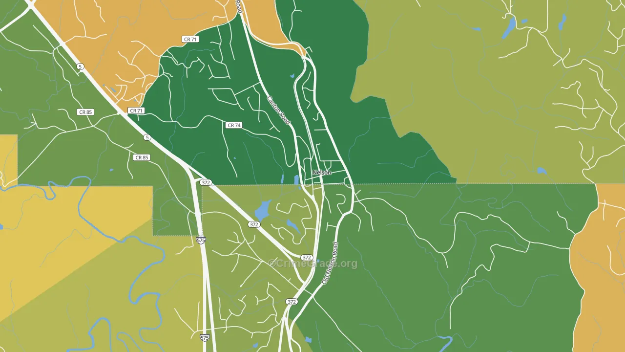 Nelson, GA Map of Robbery Rates