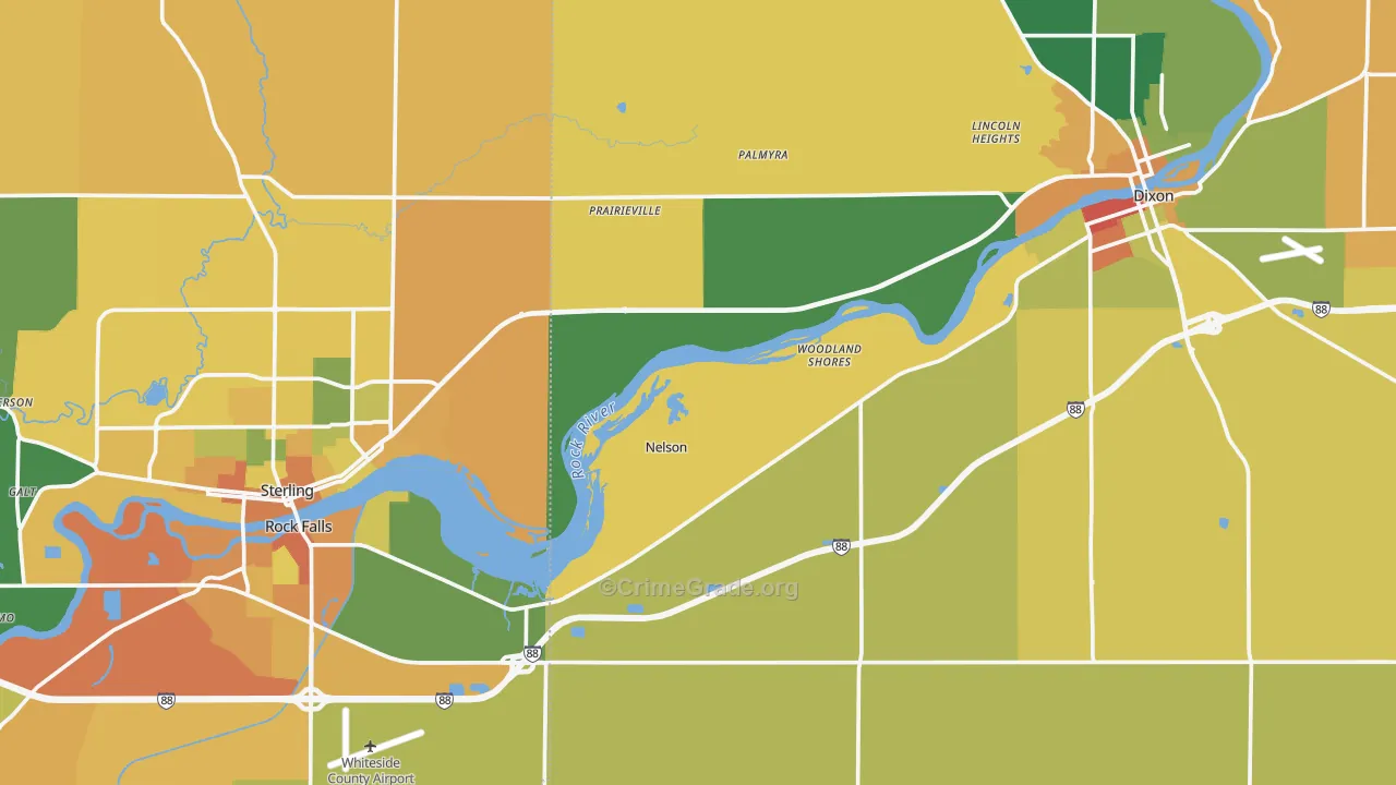 Nelson, IL Map of Robbery Rates