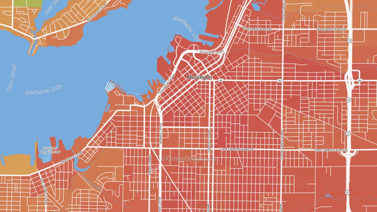 Nelson, Muskegon, MI Map of Robbery Rates