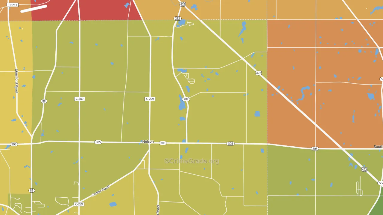 Nelson, OH Map of Robbery Rates