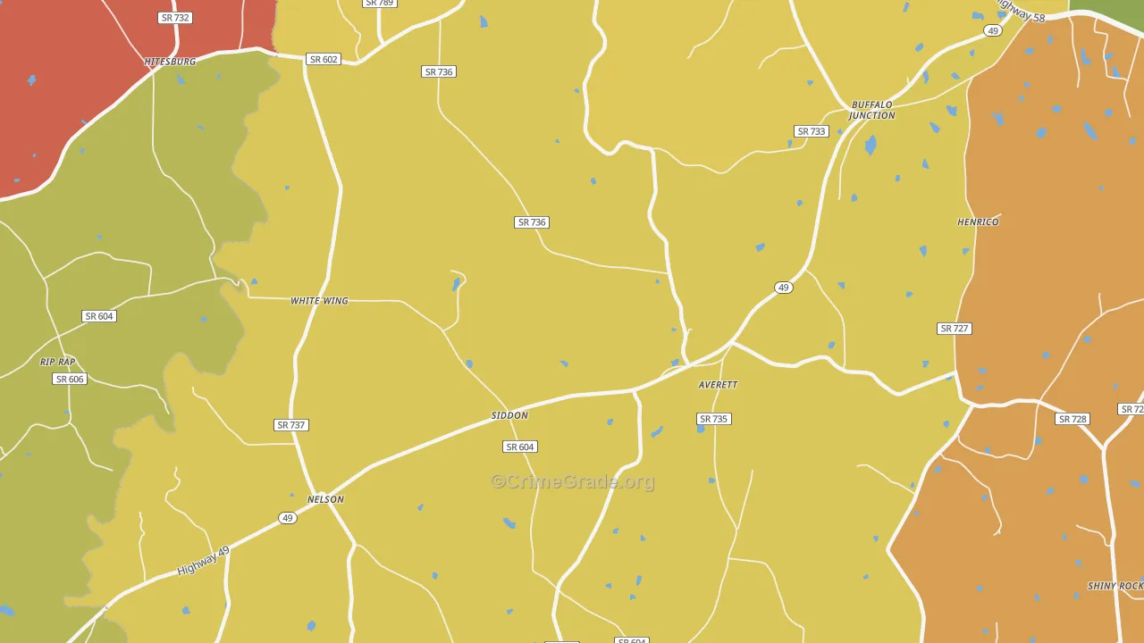 Nelson, VA Map of Robbery Rates