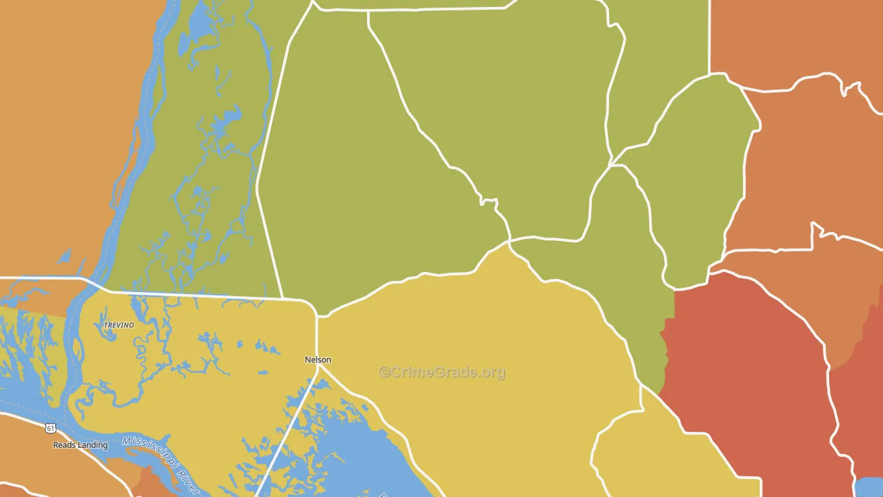Nelson, WI Map of Robbery Rates