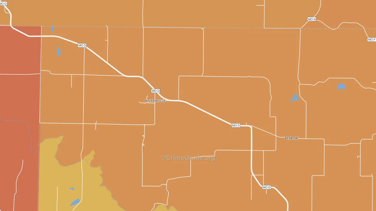 Nelsonville, MO Map of Robbery Rates