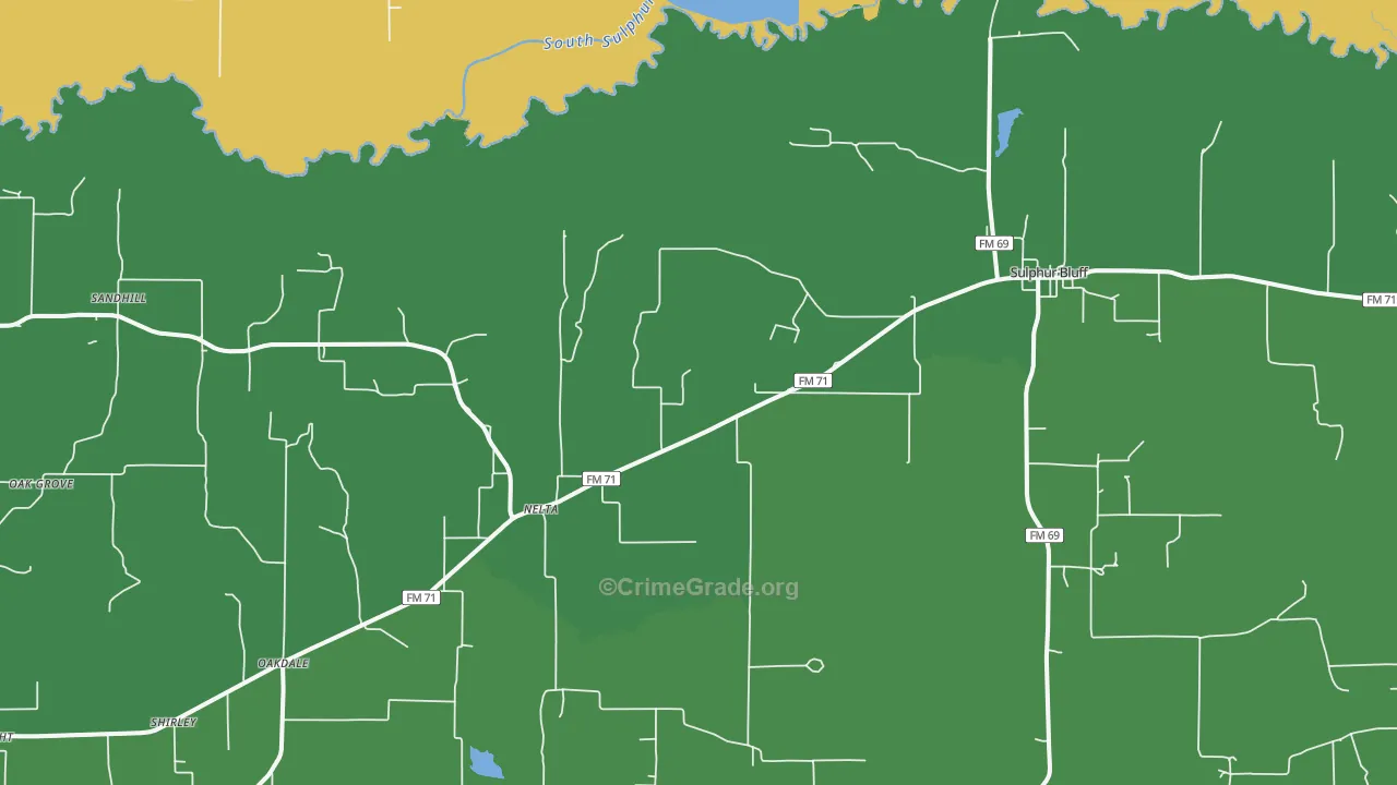 Nelta, TX Map of Robbery Rates