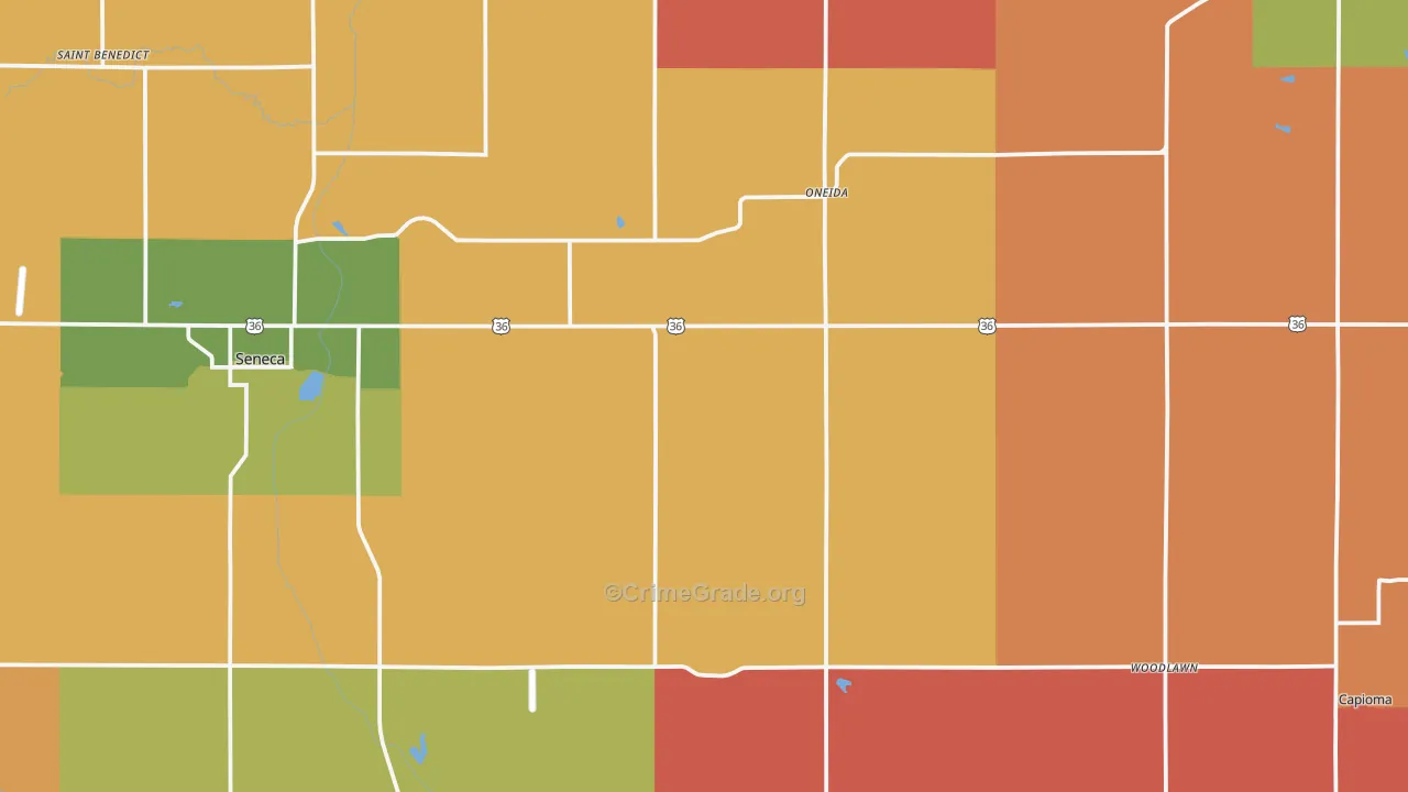 Nemaha County, KS Map of Robbery Rates