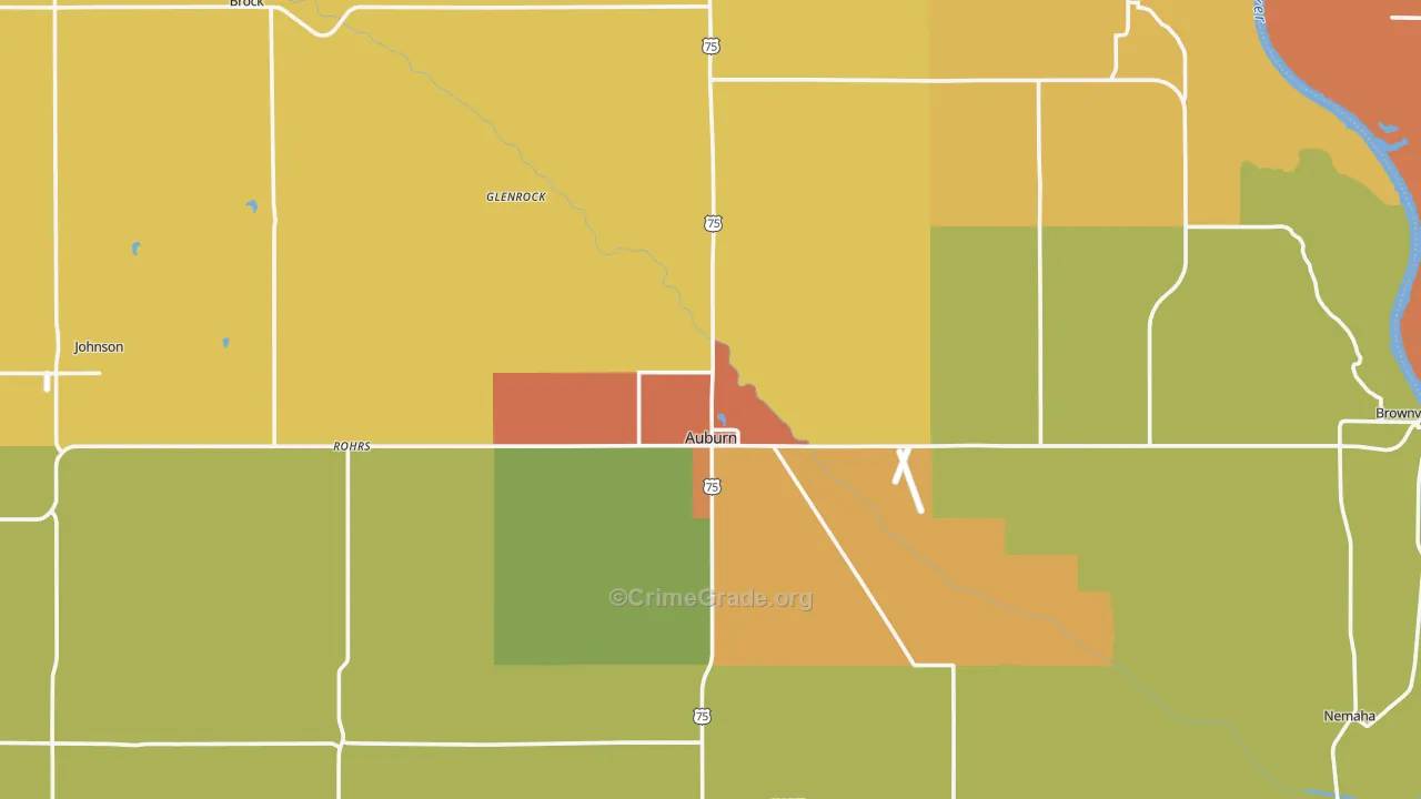 Nemaha County, NE Map of Robbery Rates